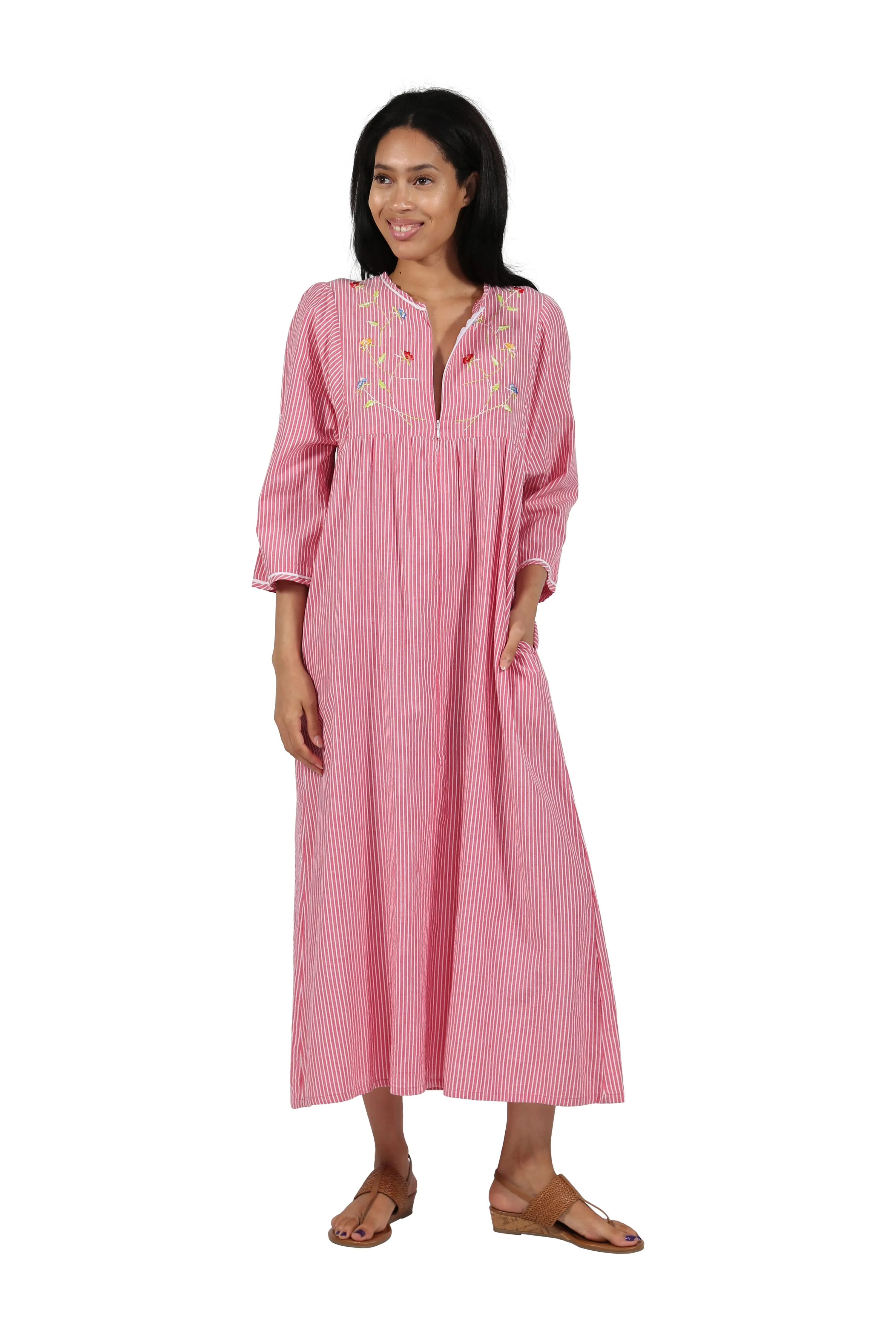 100% Cotton Seersucker Zip Front Robe