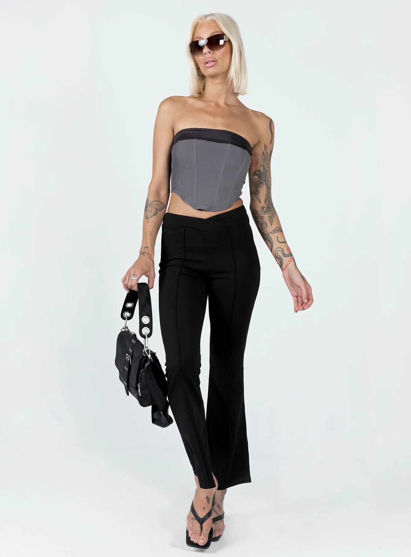 Aggie V Waist Pants Black