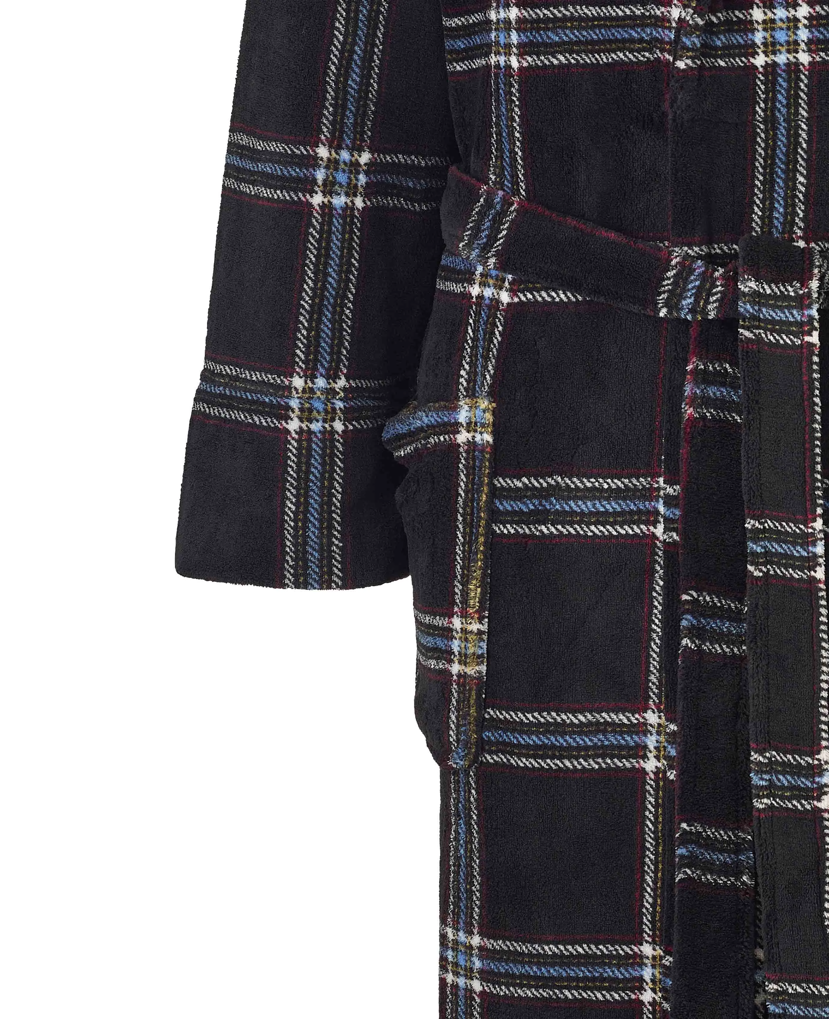 Black Check Fleece Dressing Gown