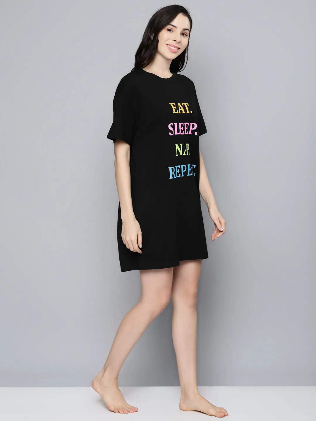 Black Eat-Sleep-Nap-Repeat Sleepshirt