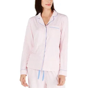 Charter Club Women's Notch-Collar Soft Pajama Top, Ticking Stripe, S