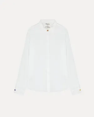 COTTON SILK VOILE REGULAR SHIRT AMOURRINA BUTTONS / WHITE