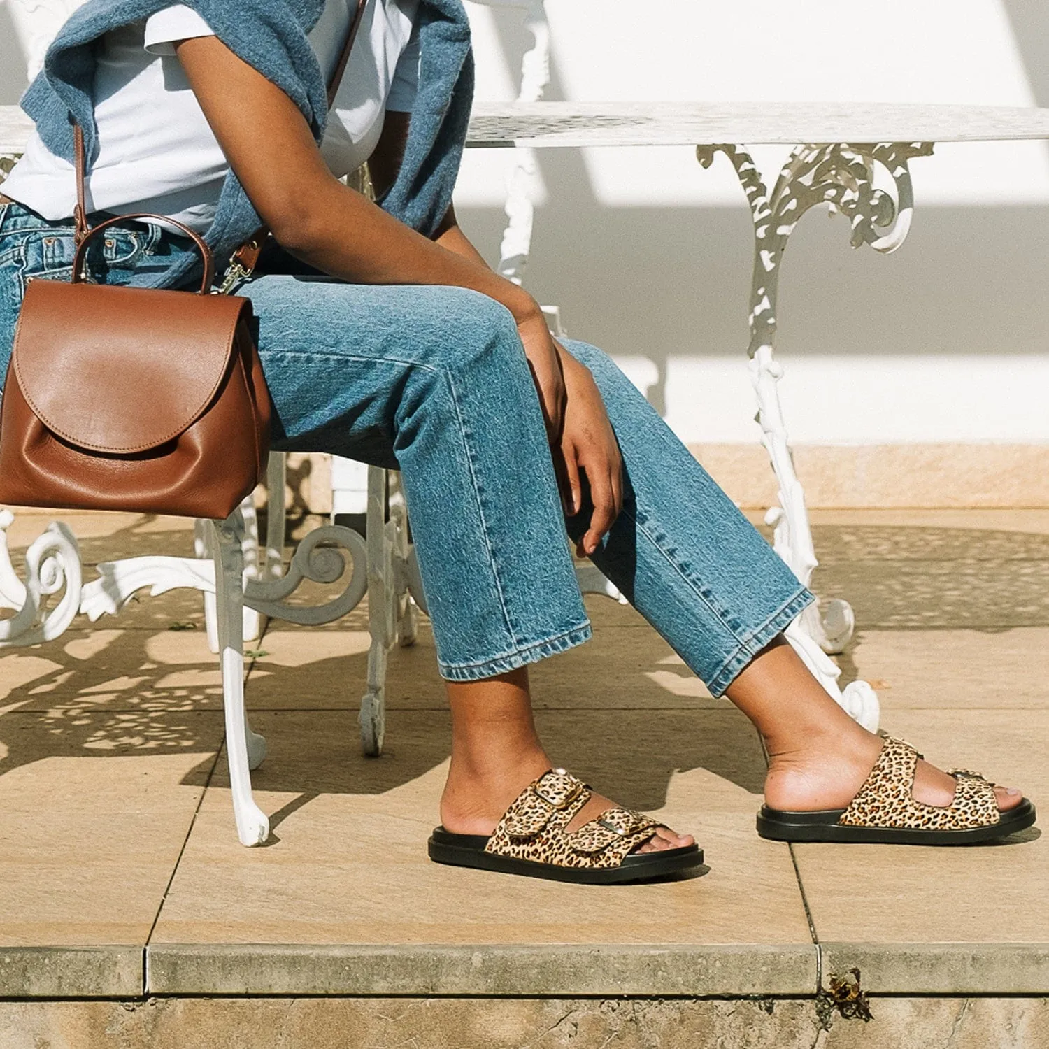 Double Buckle Birk Mules in Cheetah Print - 12681