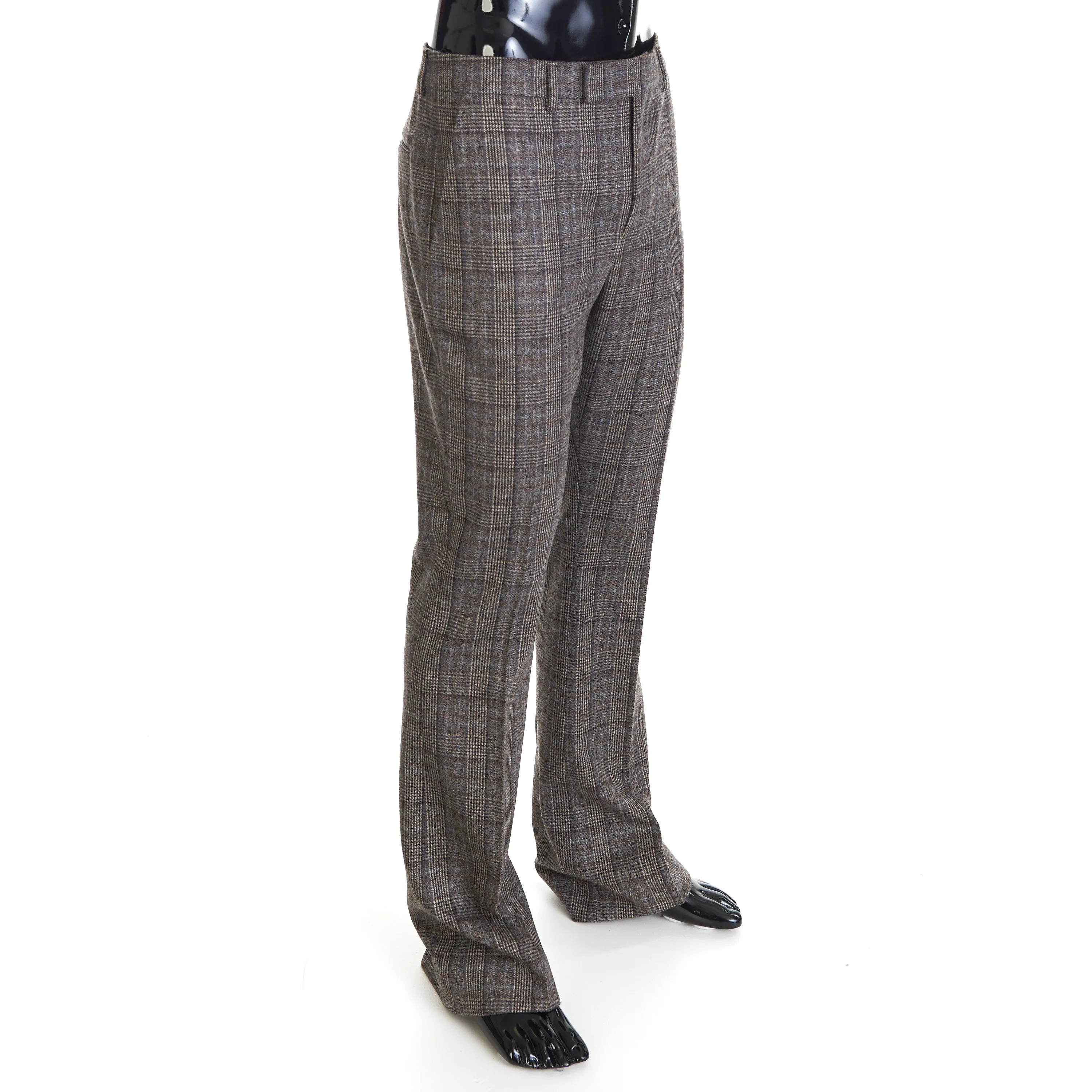 English Flared Pants In Prince Of Wales Flannel