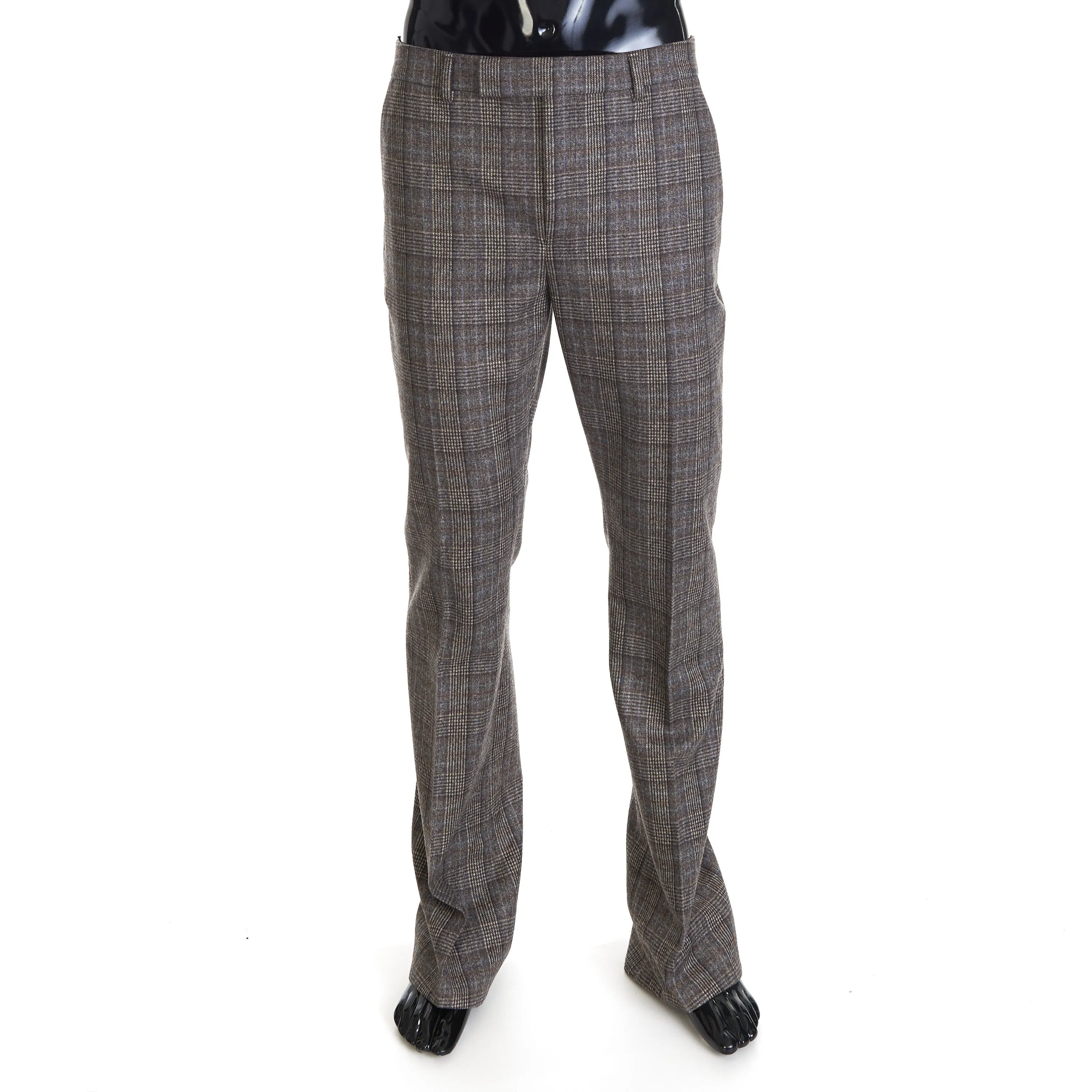 English Flared Pants In Prince Of Wales Flannel