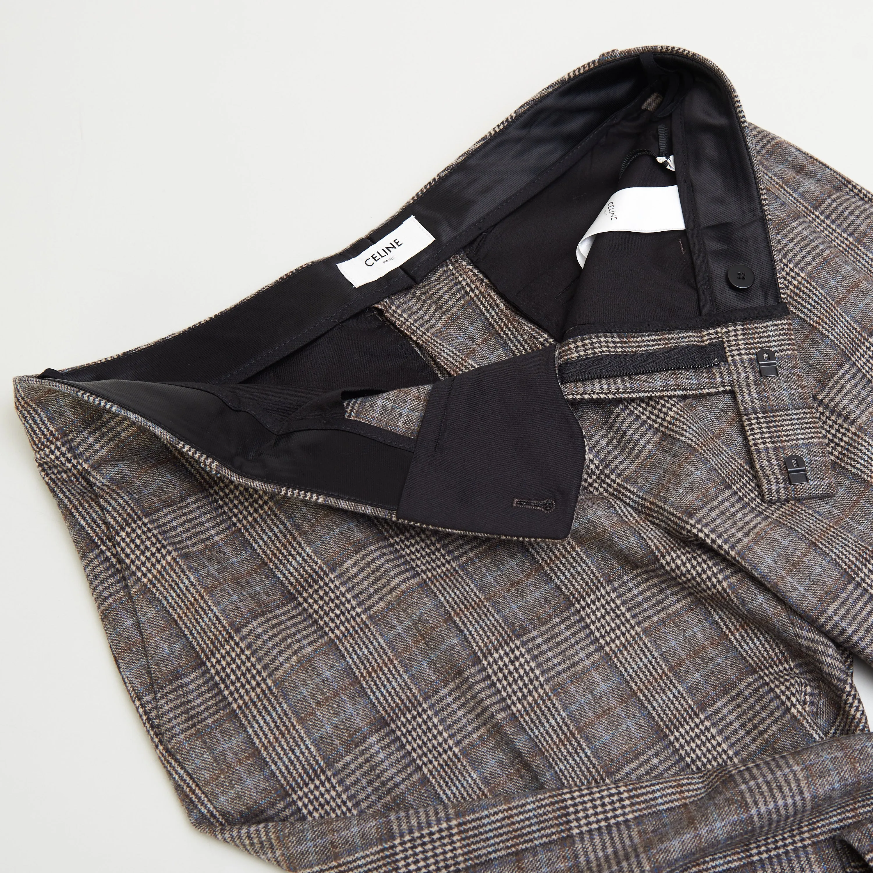 English Flared Pants In Prince Of Wales Flannel