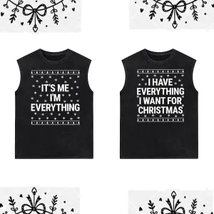 I Have Everything Letters Vintage Washed Couple Vest Top