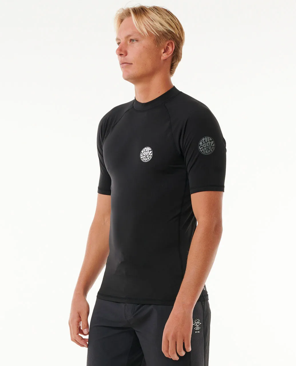 Icons UPF50  Brushed Short Sleeve Rash Vest - Black