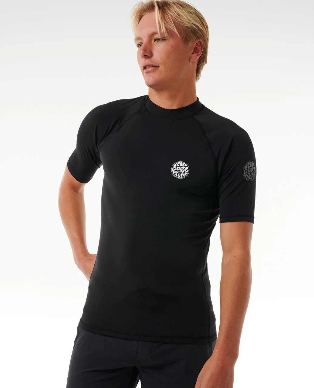 Icons UPF50  Brushed Short Sleeve Rash Vest - Black