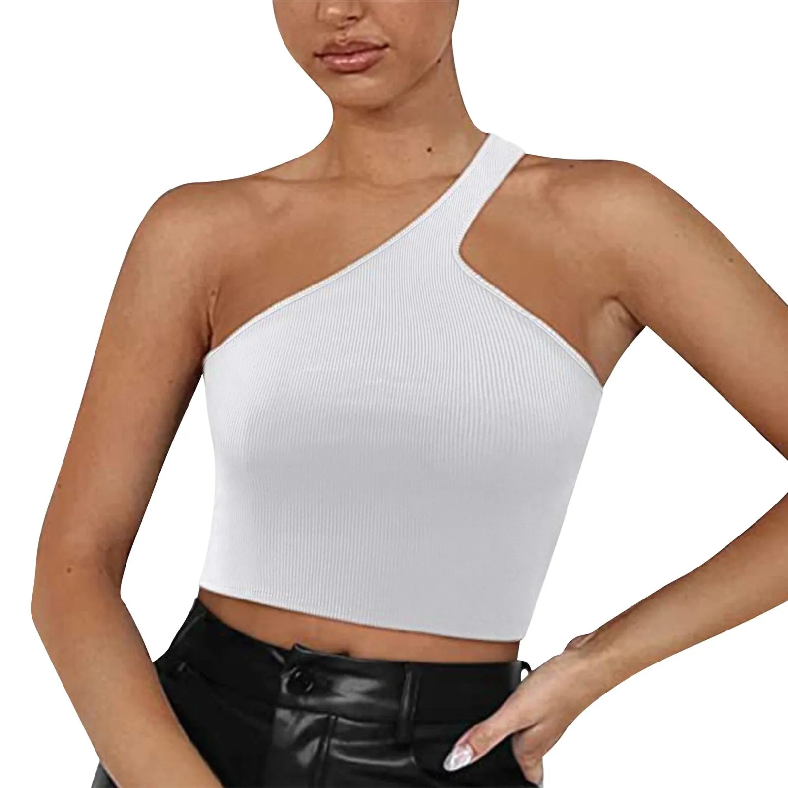 JuliaFashion - 2024 Trendy One-Shoulder Backless Cami Tops