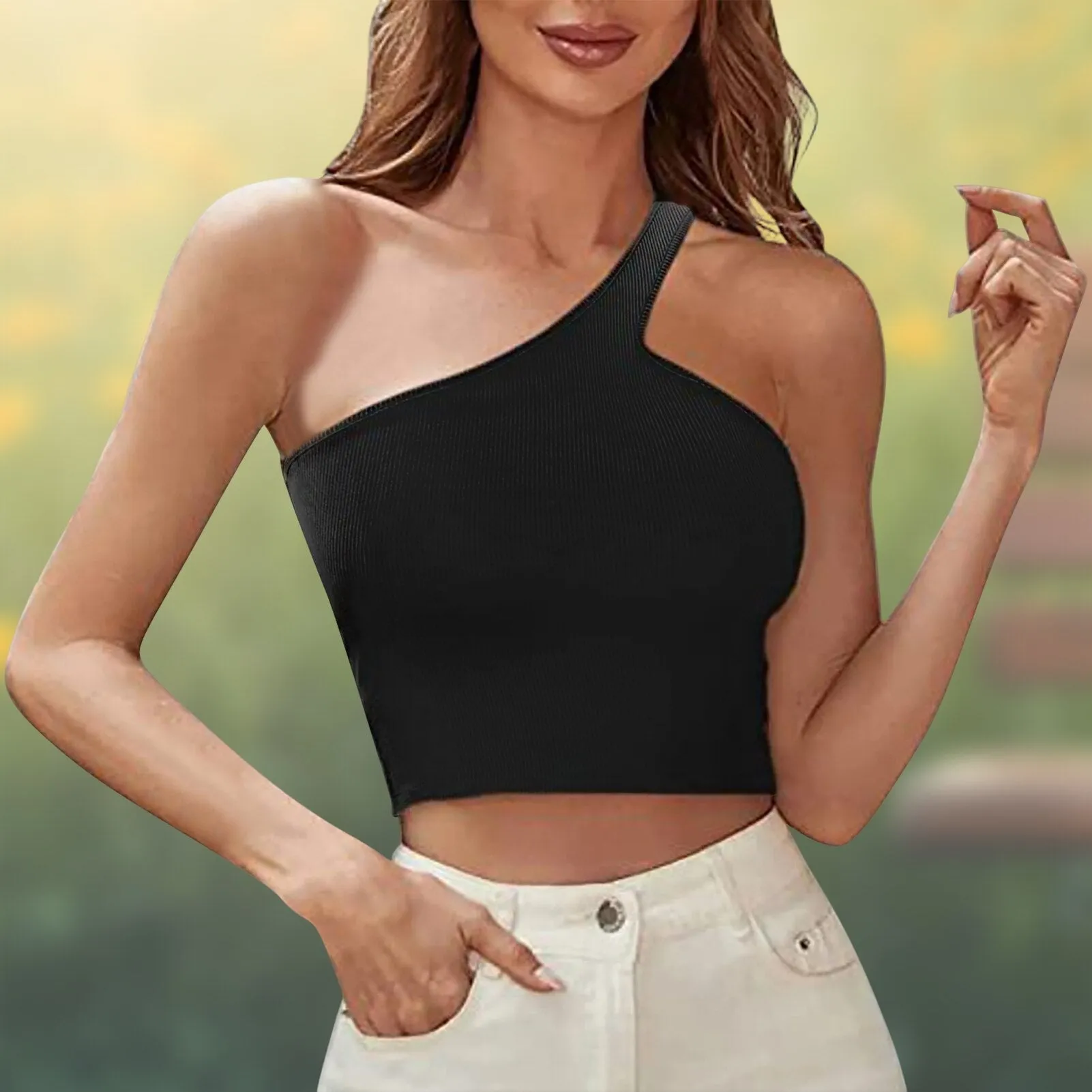 JuliaFashion - 2024 Trendy One-Shoulder Backless Cami Tops