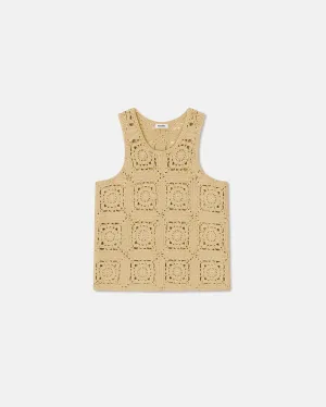 Laco - Sale Crochet-Knit Cotton Vest - Beige Crochet