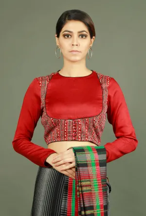 Maroon Modal Silk Ajrakh Blouse