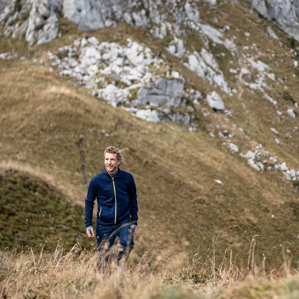 Mens 320 Merino Full Zip (Navy/Lime)