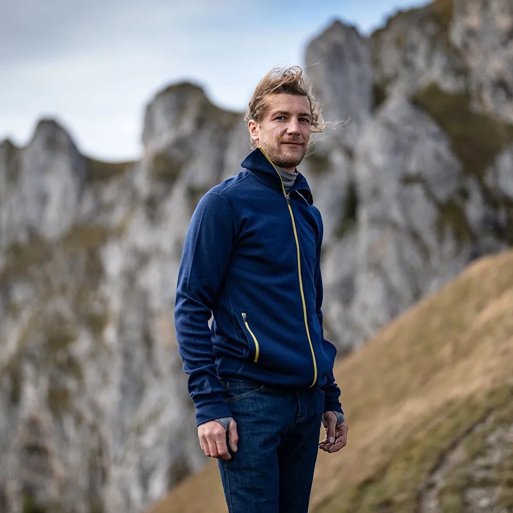 Mens 320 Merino Full Zip (Navy/Lime)