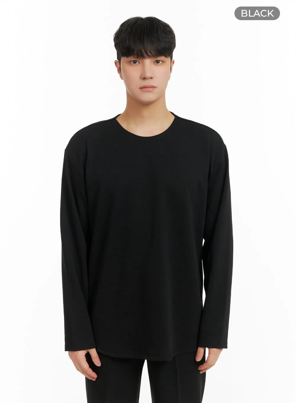 Men's Solid Oversized Long Sleeve Tee IA402