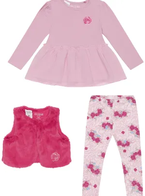 Pink Top Leggings Vest 3 Piece Set (0-24M)