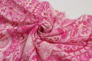 Printed Polyester Satin - Pink Paisley