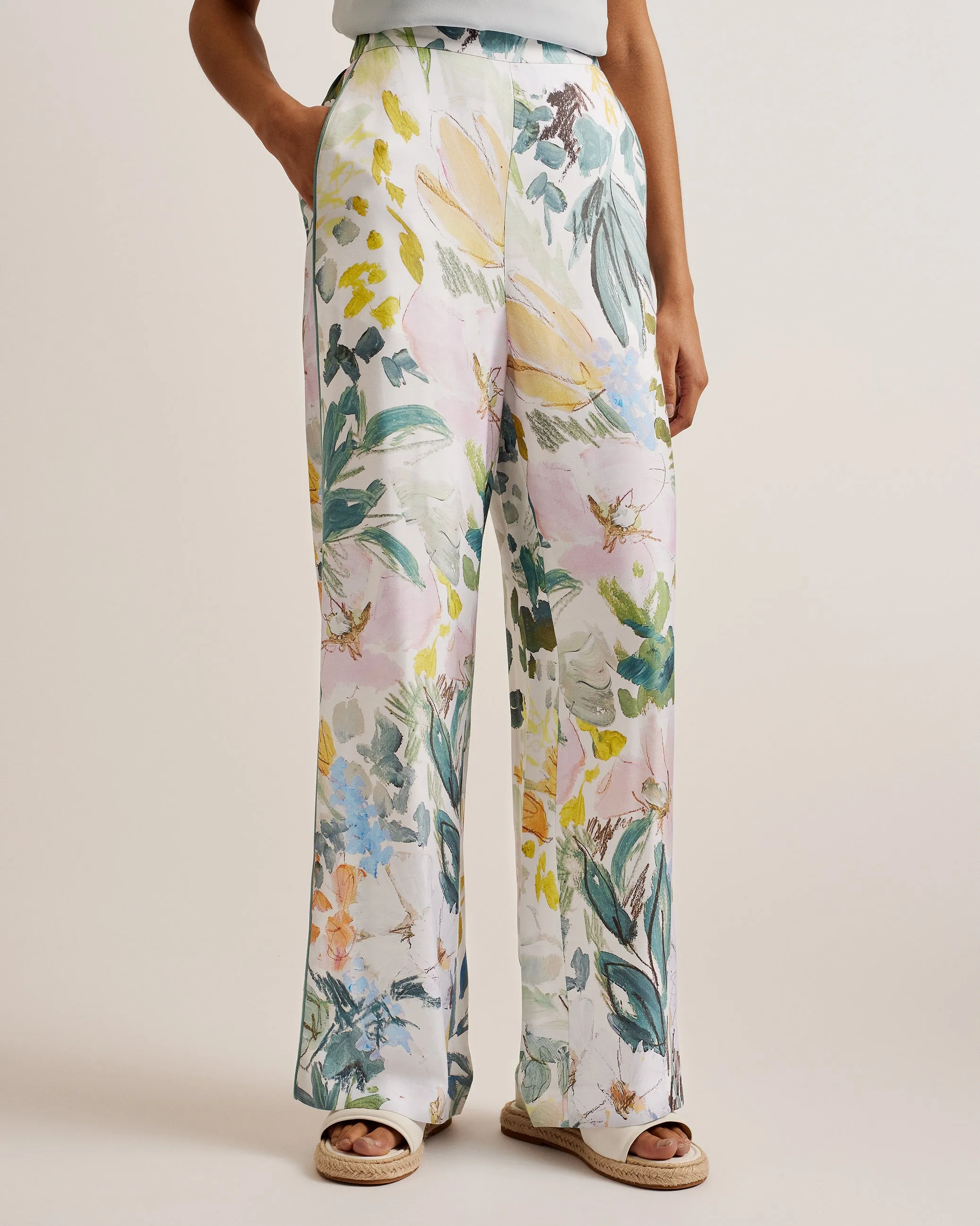 Sarca Printed Wide Leg Trouser Ivory