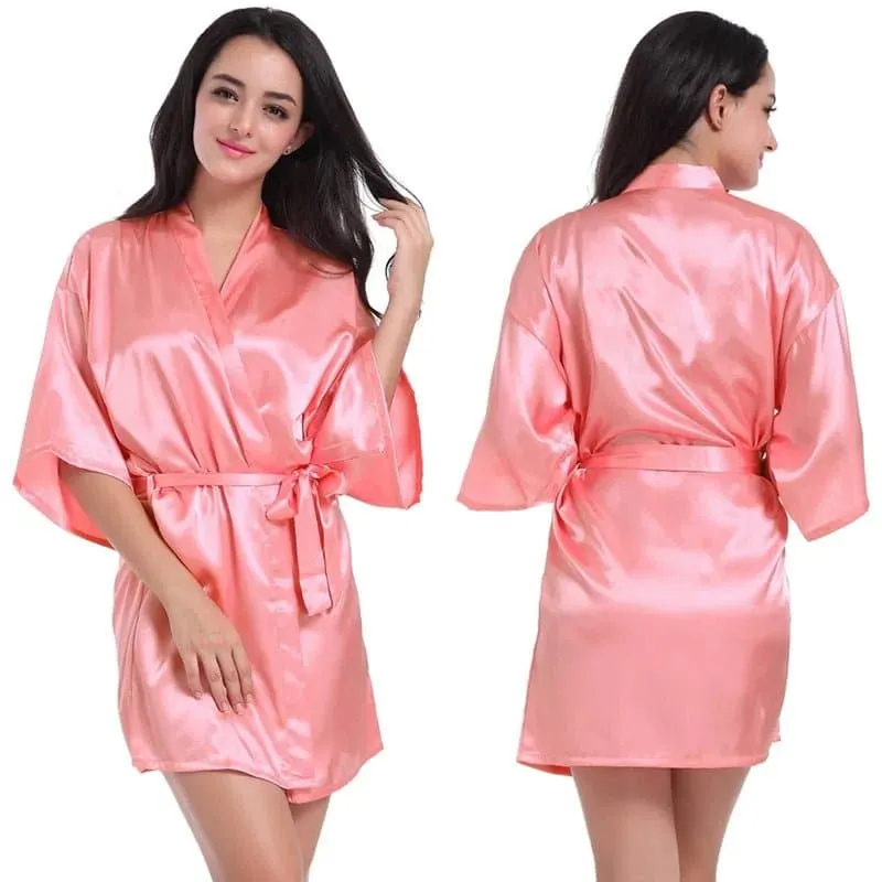 Short Silky Robes - Luxurious Polyester Robes for Women | Above Knee, Half Sleeves