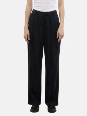 Striped Fit Palazzo Trousers Navy Blue