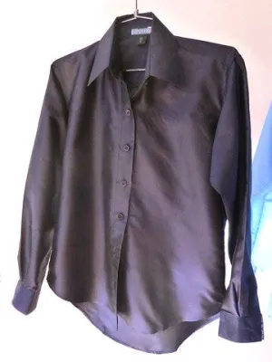 Thai Silk Button Down Shirt Navy