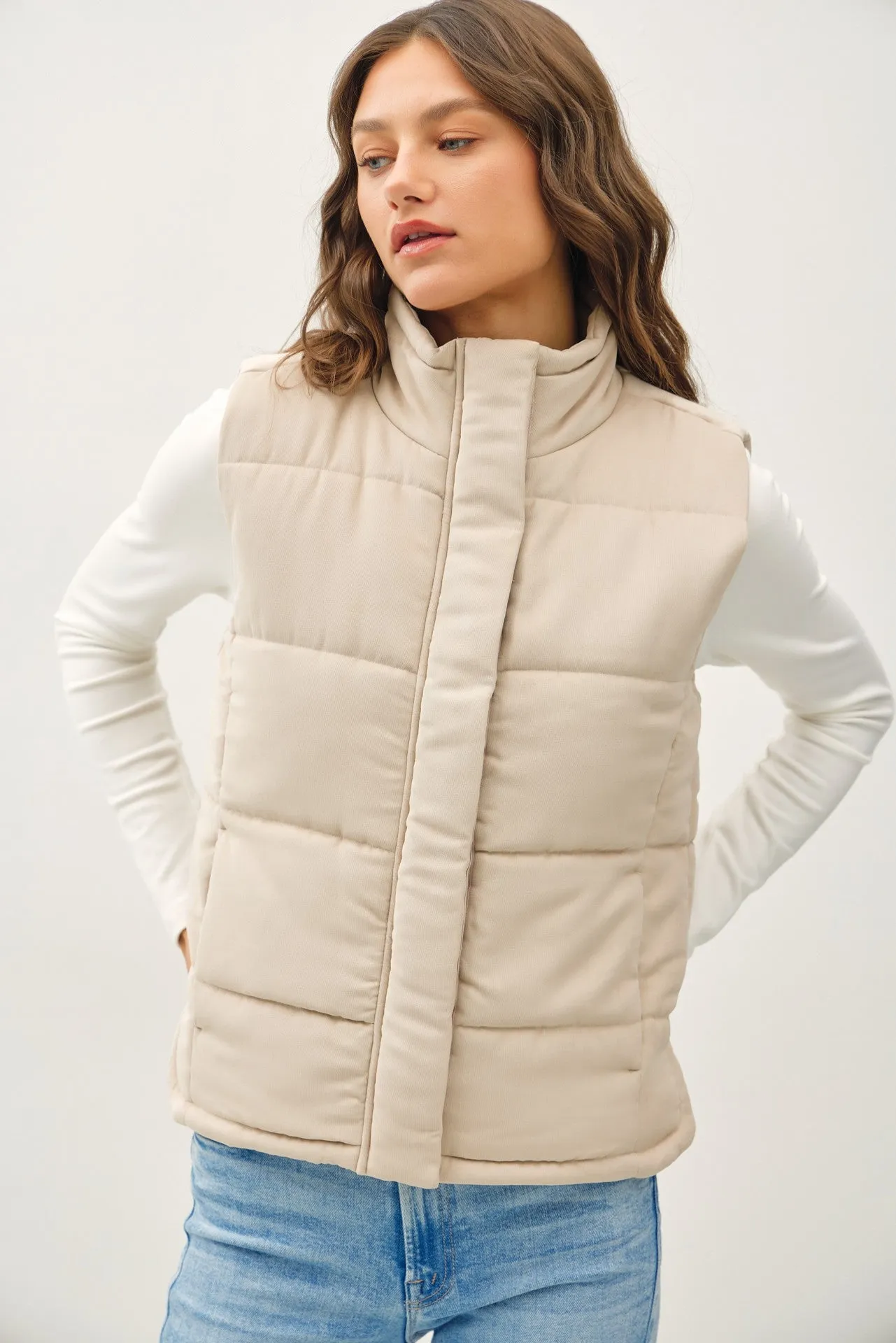 The Peyton Suede-Like Puffer Vest