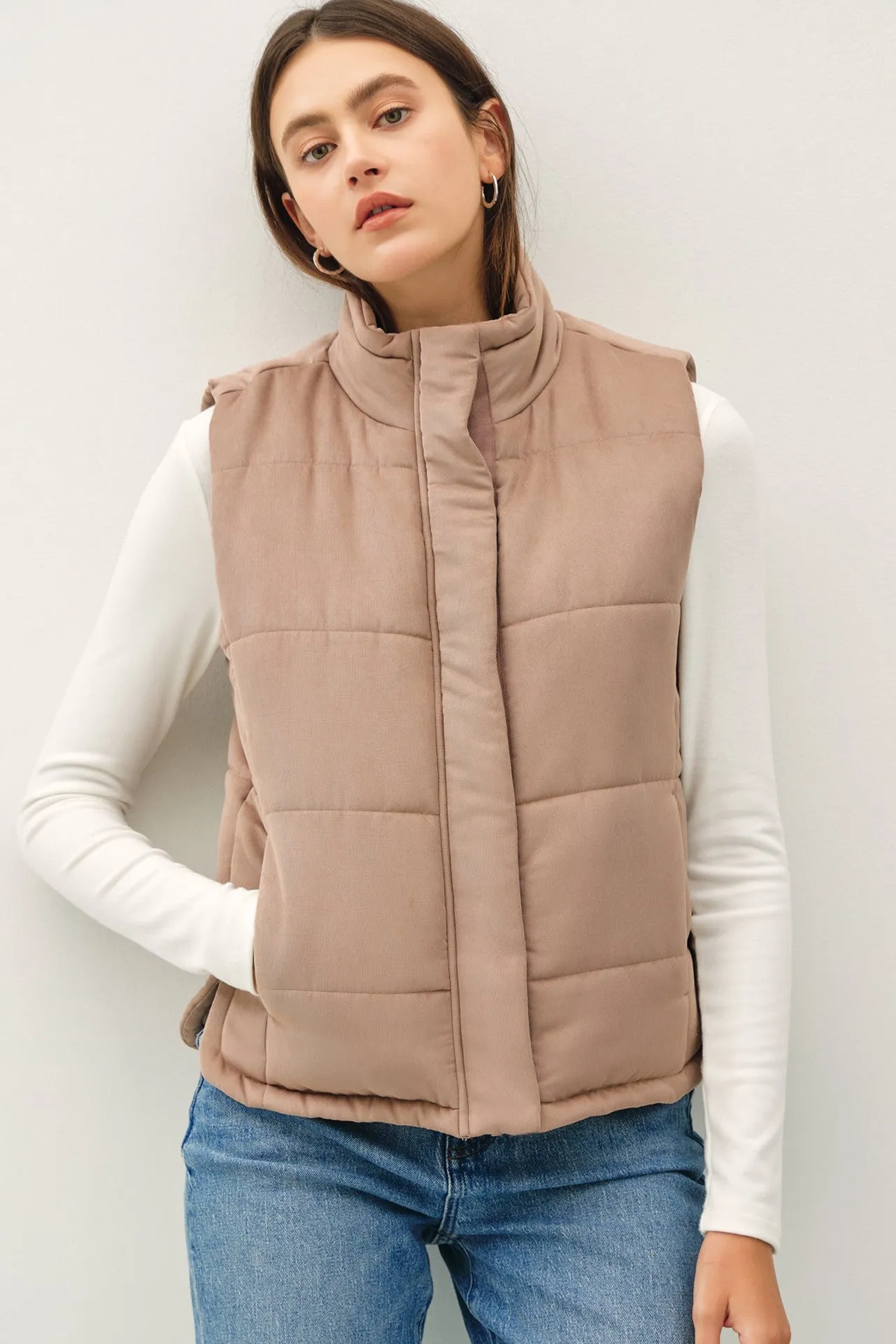 The Peyton Suede-Like Puffer Vest