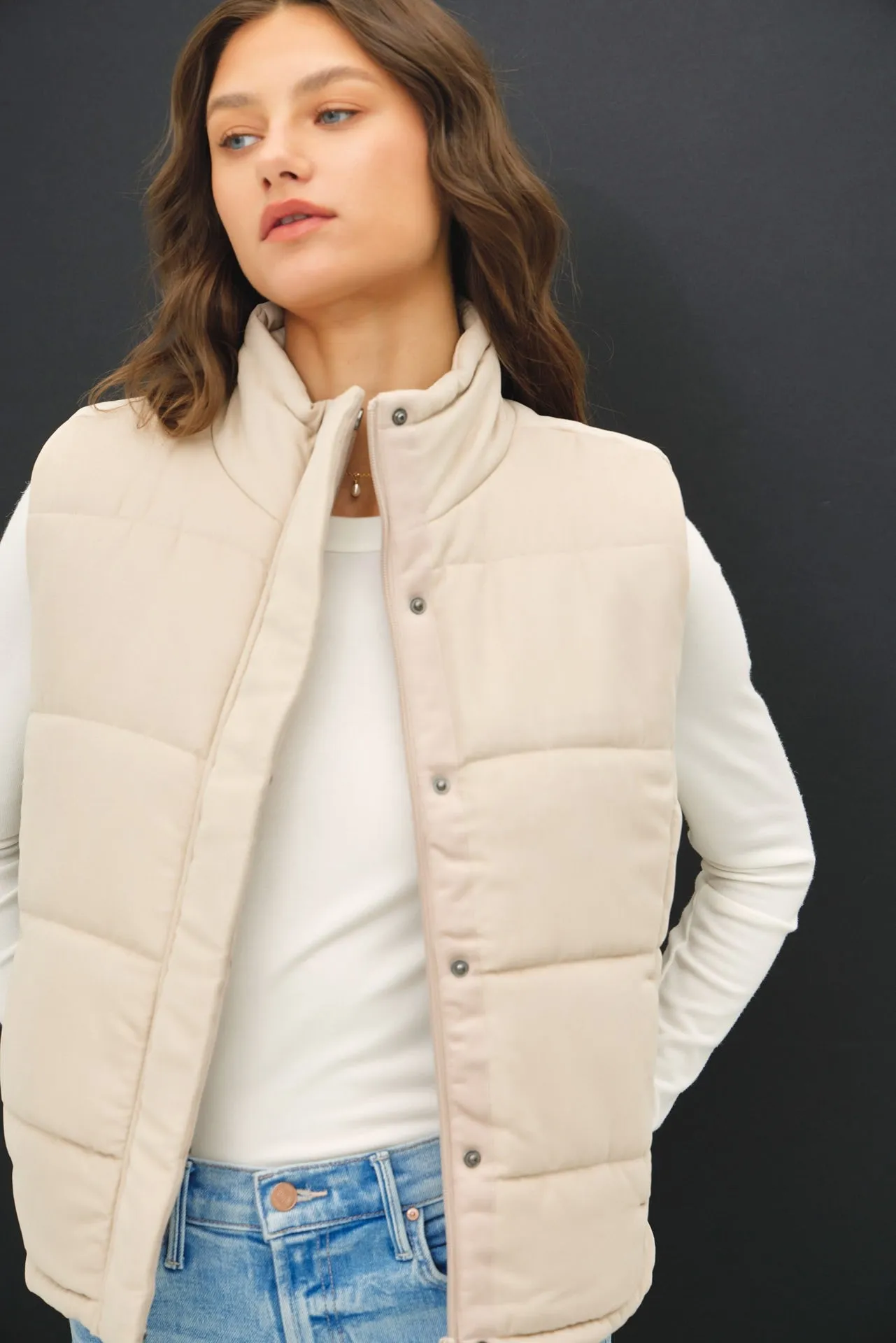 The Peyton Suede-Like Puffer Vest