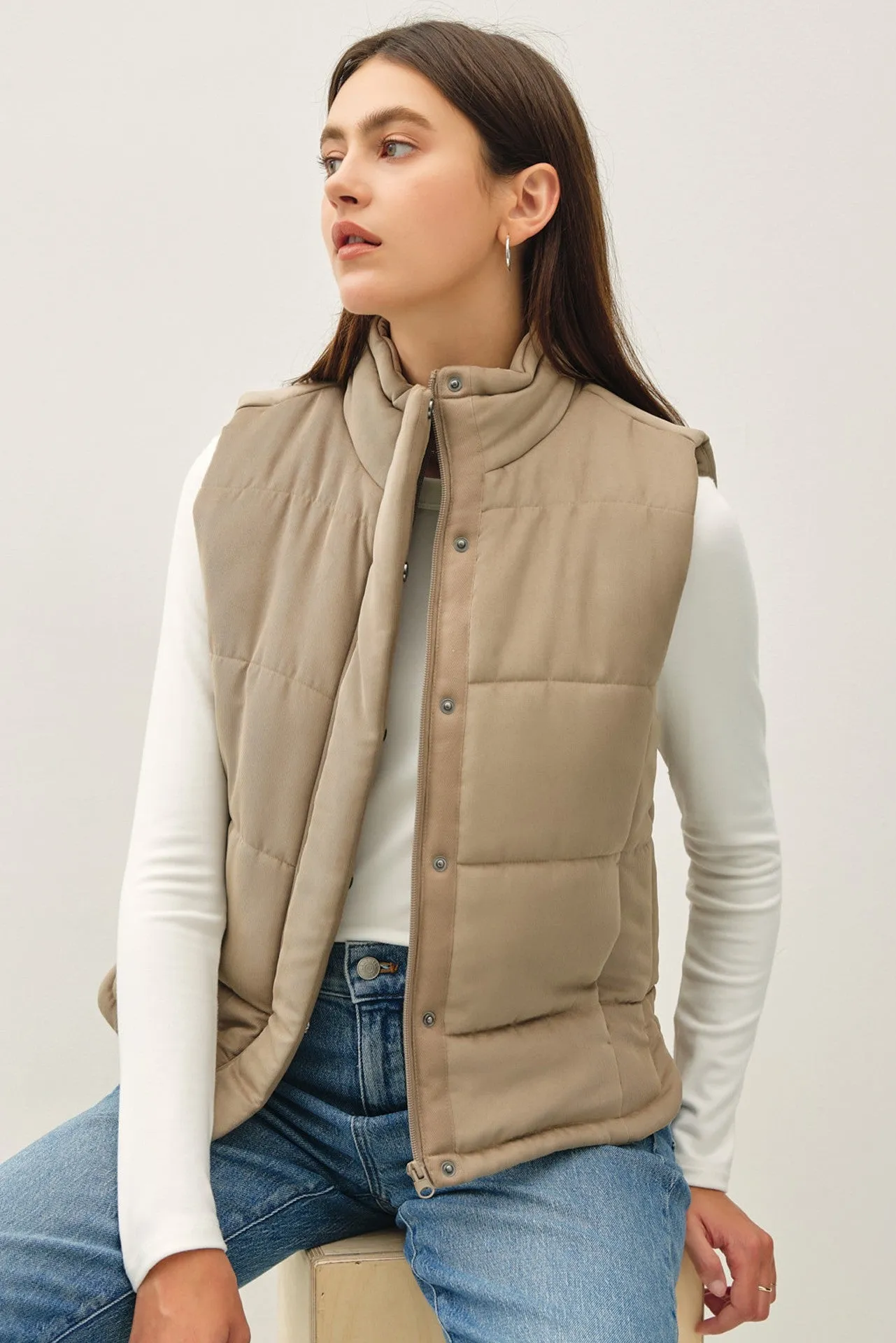 The Peyton Suede-Like Puffer Vest