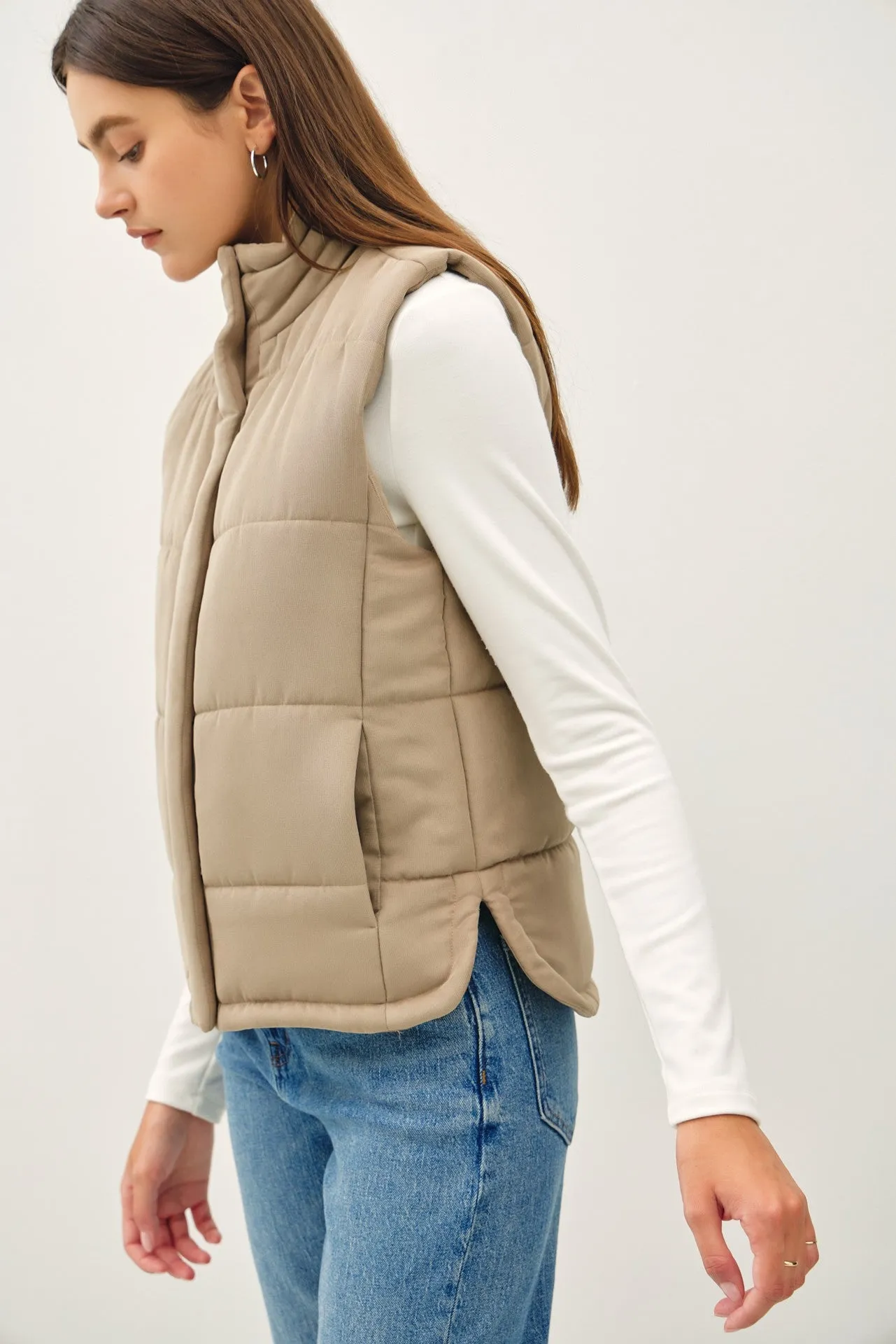 The Peyton Suede-Like Puffer Vest