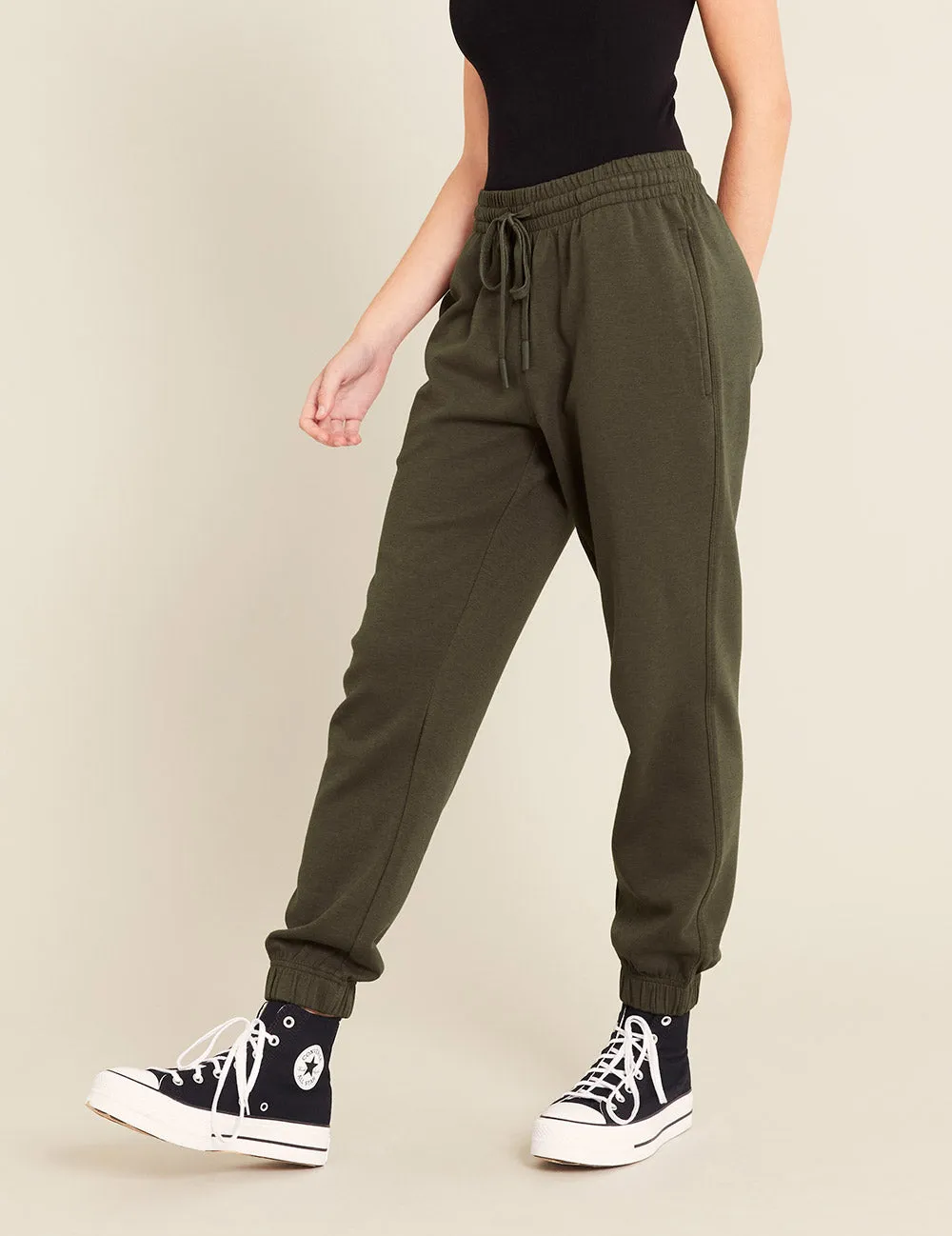 Unisex Cuffed Sweat Pants - Dark Olive