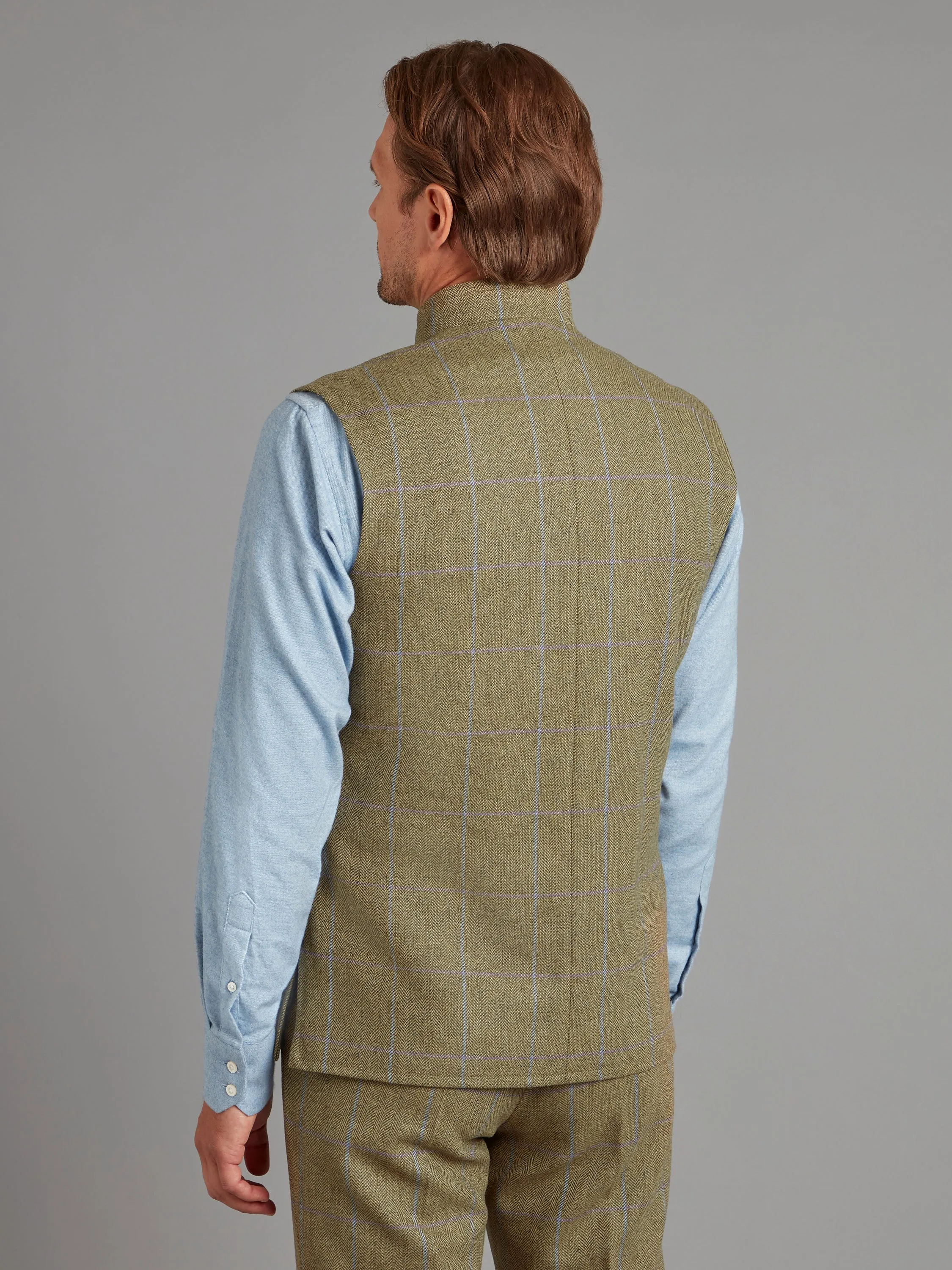 Vest - Lavender / Brown Windowpane Tweed