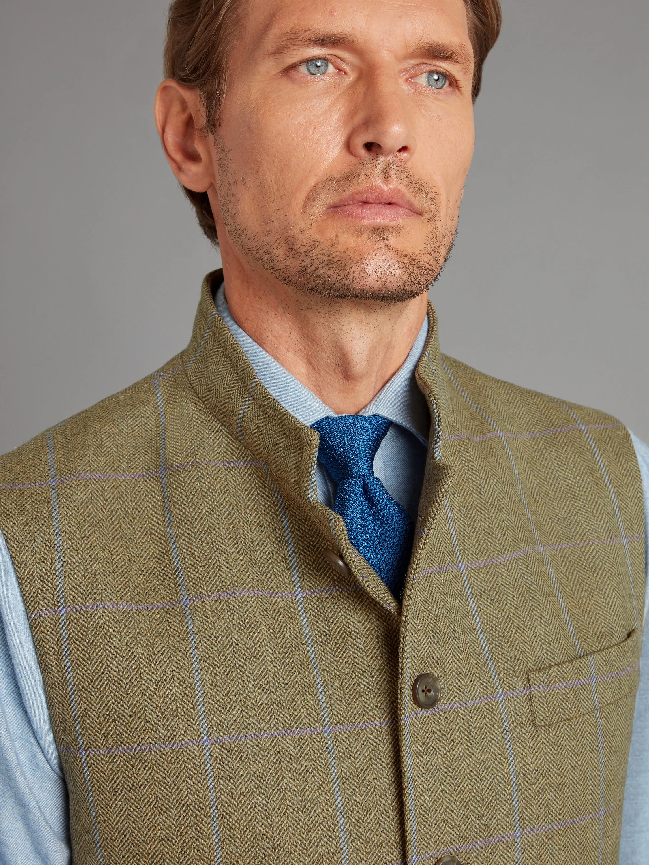 Vest - Lavender / Brown Windowpane Tweed