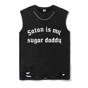 Vintage Washed Satan Is My Sugar Daddy Cotton Vest Top