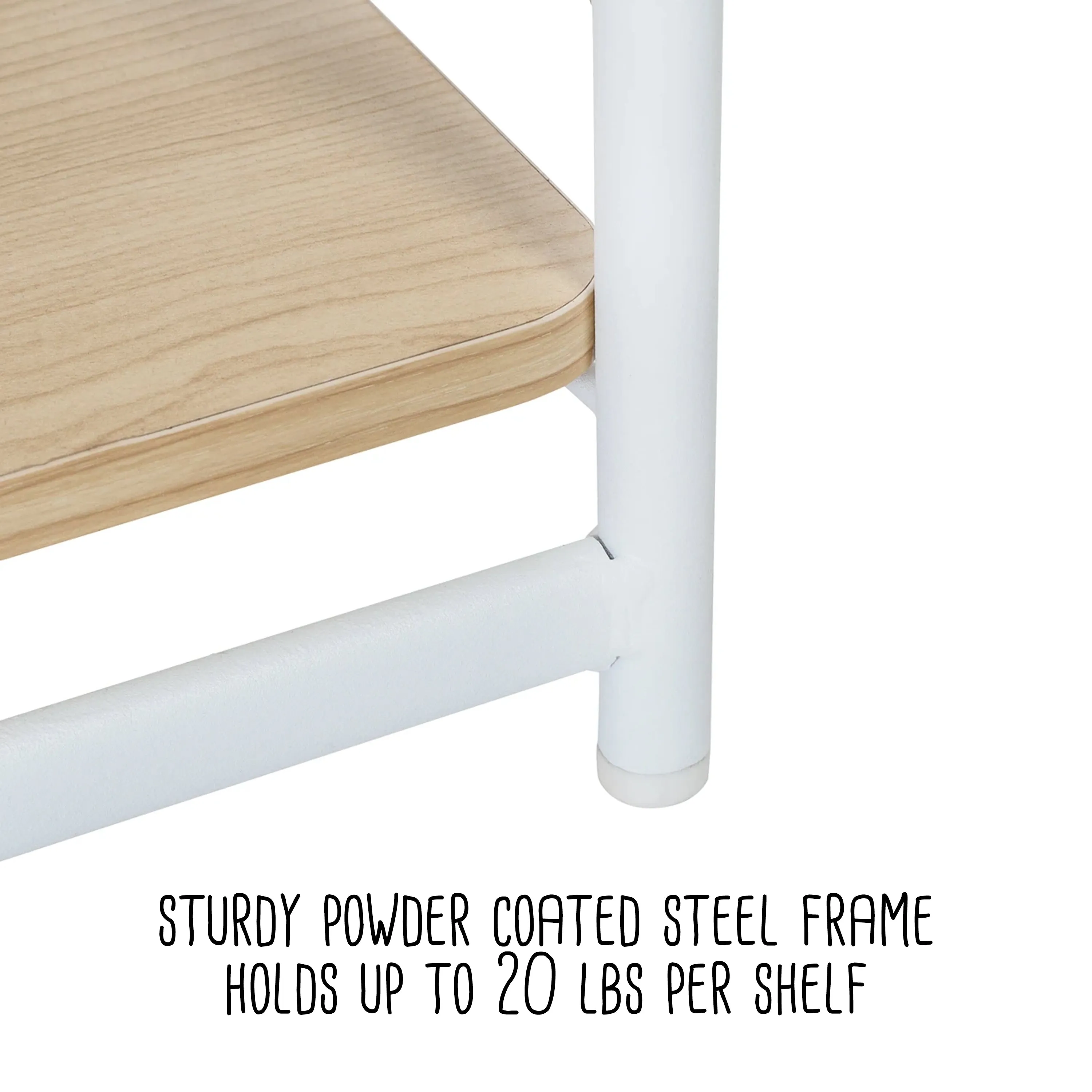 White/Natural 3-Tier Small Wood and Metal Shelf