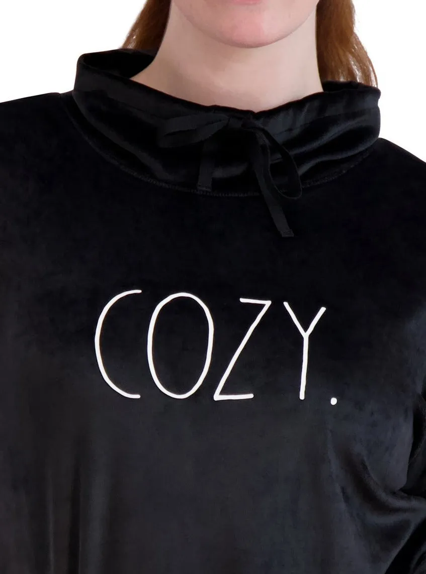 Women's Velour "COZY" Funnel Neck Sweatshirt