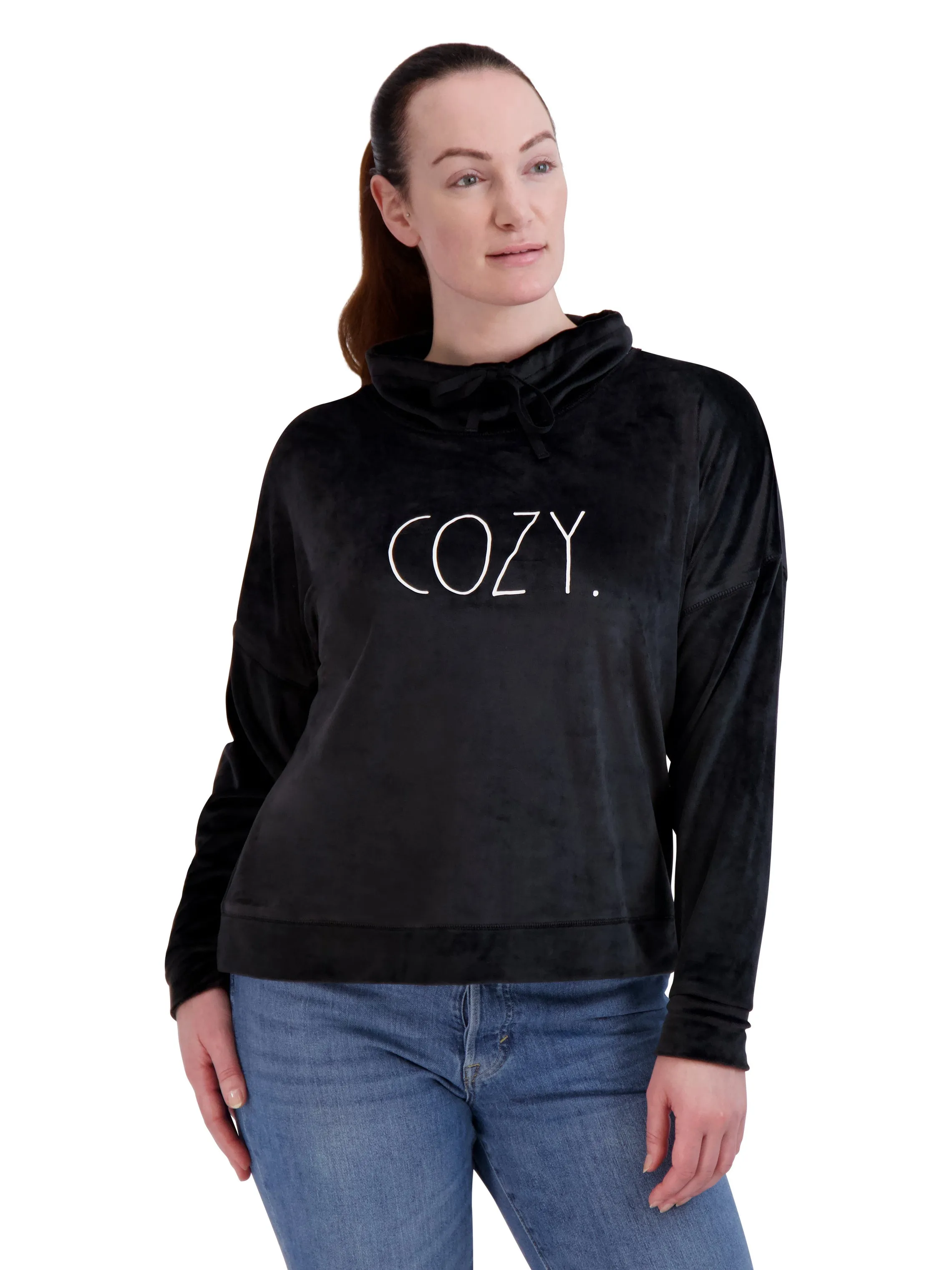 Women's Velour "COZY" Funnel Neck Sweatshirt