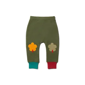 Woodland Green Leaf Knee Patch Joggers